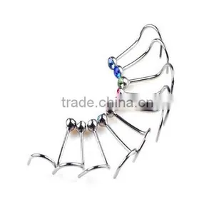Nose Retainer Rings Studs Hide Piercing Bio Flexible Clear Screw On Gems thumbnail-1