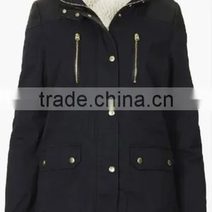 FAUX FUR TRIM BORG LINED SHORT PARKA HODDED JACKET thumbnail-1