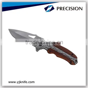 Camping Folding Pocket Utility Knife With Wooden Handle thumbnail-1