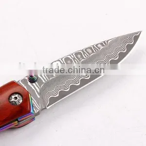 OEM Damascus Steel Pocket Knife With Survival Rope thumbnail-2