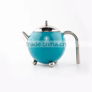 Stainless Steel 18/8 Sprayed Color Food Safety Round 1.3L Tea Pot/water Kettle/mug With Three Legs thumbnail-1