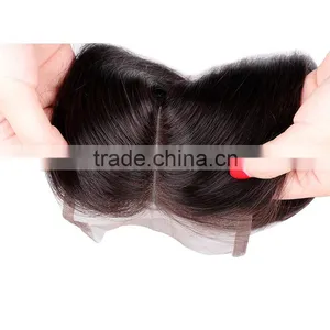7a 4*4 Virgin Peruvian Straight Lace Closure Bleached Knots, Cheap Unprocessed Human Hair Free/Middle/3 Part Closures, Free Ship thumbnail-6