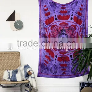 Hippie Boho Cotton Twin Buddha Meditation Lotus Wall Art Bohemian Wall Hanging Tapestry thumbnail-1