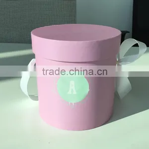 High Quality Paper Flowers Box Large Cardboard Round Box for Rose Flower Packing thumbnail-2