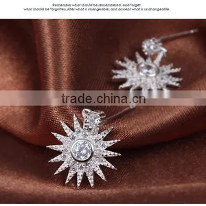 925 Sterling Silver and Rose Gold Plated Sun Shaped Ear Studs for Women thumbnail-2