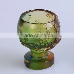 Green Carved Antique Crystal Wine Glass thumbnail-1