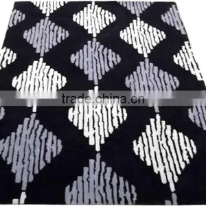 Ikat Design Hand Tufted Cut Pile Wool Carpet, Latex Backed With Cloth thumbnail-6