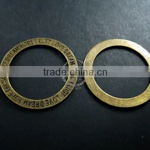 35mm Vintage Style Bronze Plated Alloy Round Circle Hope Trust Love Dream Engraved Pendant Charm DIY Supplies 1810203 thumbnail-2