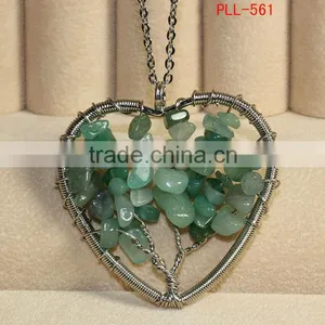Wholesale Tree of Life Green Aventurine Precious Stone Pendant thumbnail-1