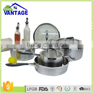 9pcs Casserole, Saucepan With Lid Cookware Set Non Stick Stainless Steel Stock Pot With Induction Bottom thumbnail-1
