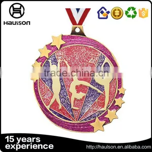 2d Four Stars Artistic Awards Shiny Glowing Matte Gymnastics Achievement Novelty Copper Metal Medal thumbnail-1