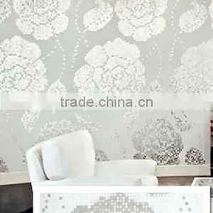 High Quality Rose Flower Silver Foil and Dot Glass Mosaic Square Pattern Mosaic Kitchen Glass Mosaic Tile thumbnail-1