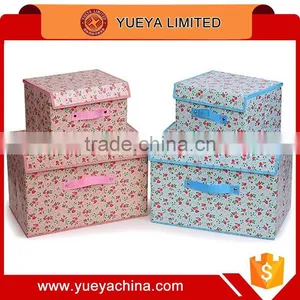 Little Floral Printed Non Woven Fabric Storage Box Case 2 in 1 Set of 2 thumbnail-1
