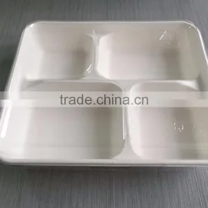 Sugarcane Bagasse 5-compartment Food Container With PET Lids thumbnail-1