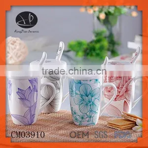 Ceramic Mug With Spoon,porcelain Coffee Cup,coffee Mugs With Spoon thumbnail-1