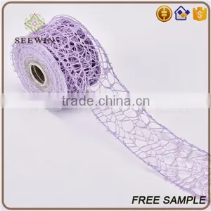 Elegant Purple Velvet Poly Web Sheer Thick Ribbon thumbnail-1