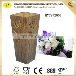 Antique Design Hollowed Wood Flower Vase thumbnail-1