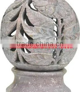 Soapstone Tea Light Holder Ball Shape Soapstone Handicrafts Candle Holder Candle Stand, Stone Candle Lamp thumbnail-1