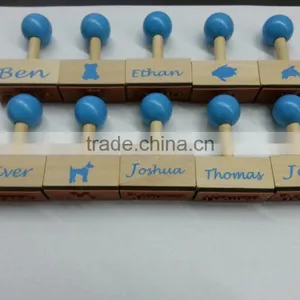 Custom Logo Kids DIY Craft Rubber Wooden Stamp With Ink Pad thumbnail-3