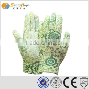13 Gauge Nylon Printed PU Palm Coated Garden Gloves thumbnail-1