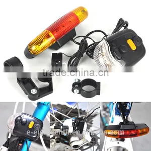 3 In1 Bike Bicycle 7 LED Turn Tail Rear Signal Brake Light Lamp 8 Tune Horn thumbnail-1