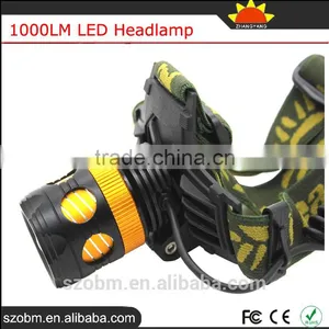OEM XML-T6 LED Dimmable Zoom 1000 Lumen Frontal Head Torch Light Powerful Headlamp thumbnail-3