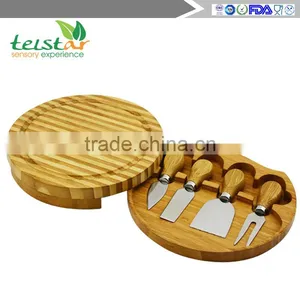 Eco-friendly Natural Bamboo Cheese Board Set 4 Cheese Knives With Cutting Board Set Bamboo & Wood Items Bamboo Kitchenwares Wood thumbnail-1