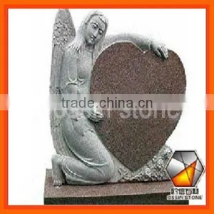 Black Granite Angel and Heart Tombstones thumbnail-1