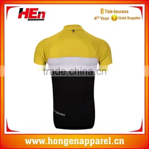 Hongen Apparel Good Price Yellow Design Short Sleeves Cycling Apparel thumbnail-2