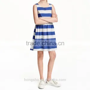 2016 Fashion Children Little Gilrs Cotton Jersey Stripe Print Dress HSD8073 thumbnail-1