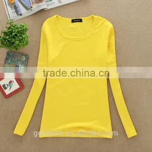 Lady Fashion 100%cotton Top Plain Women Long Sleeve t Shirt thumbnail-2
