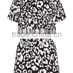 Wholesale Popular Full Print Ladies Summer Pyjama Cotton Short Pajamas Women Jersey Loungwear thumbnail-5