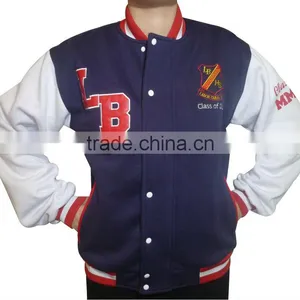 China Supplier Boys High School 100% Cotton Fleece High Quality OEM Baseball Jacket Wholesale thumbnail-1