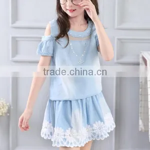 Zm35701a Baby Girls Jeans Shirt and Skirt Fashion Boutique Clothing Set thumbnail-2