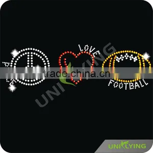Peace Heart Football Sign Rhinestone Transfer thumbnail-1