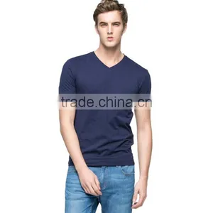 Wholesale Short Sleeve Cheap Plain 100 Polyester Custom Deep V Neck T Shirts For Men thumbnail-2