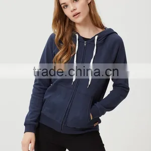 2016 Winter Wholesale Women 100% Cotton Plain Zip Hoodie Free Sample thumbnail-3