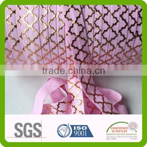 Custom Color Soft Nylon Fabric Gold Foil Print Elastic thumbnail-3