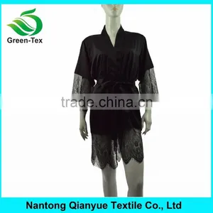 Luxury Noble Matt Satin Lace Kimono Women Robes thumbnail-2