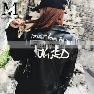 Latest Fashion Custom Black Winter Cheap Leather Jackets Women Leather Jacket Wholesale thumbnail-3