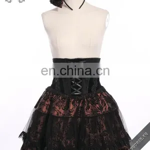 Gothic Steampunk High Waist Skirt With Headband Bow thumbnail-1