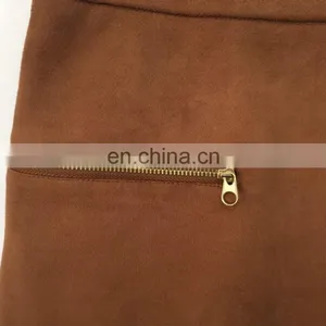 The New Spring and Summer 2017 Composite Faux Suede Zipper Skirts thumbnail-5