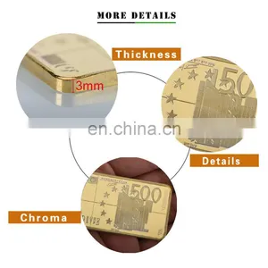 WR Valentine's Day Gift Euro 500 Gold Plated Bar Luxury Home Decor Golden Challenge Coin for Collectible Souvenir thumbnail-4