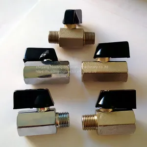 Brass MINI BALL VALVE FF1/4''NPT NICKEL Plated thumbnail-1