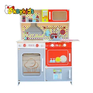 2019 Newly Released Classic Blue Wooden Toy Kitchen Set With Electronic Stove W10C045 thumbnail-5
