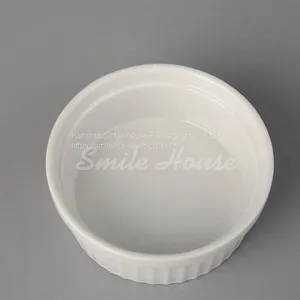 Hand-made Round White Dessert Ceramic Bowls thumbnail-1