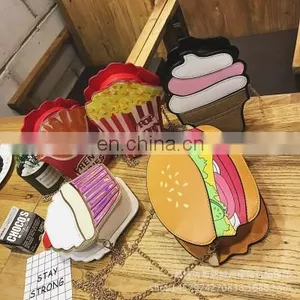 Casual Women's Bag 2018 New Food Series Hamburger Fries Popcorn One-shoulder Diagonal Chain Small Bag Trend thumbnail-6