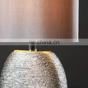 America Wholesale Hotel Home Decor Custom Made Ceramic Base Unique Fancy Cheap Silver Table Lamps for Gift thumbnail-2