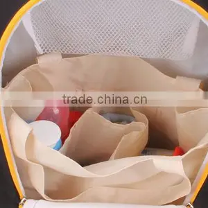 Yellow 300D Backpack Designer Diaper Bags With Bottle Bag thumbnail-5