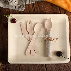 Disposable Wood Serving Dish Big Size 200mm Length Rectangle Plates Tray thumbnail-4